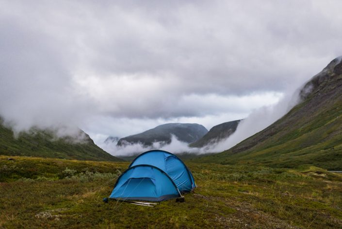 A tunnel tent is a good choice for trekking in Lapland