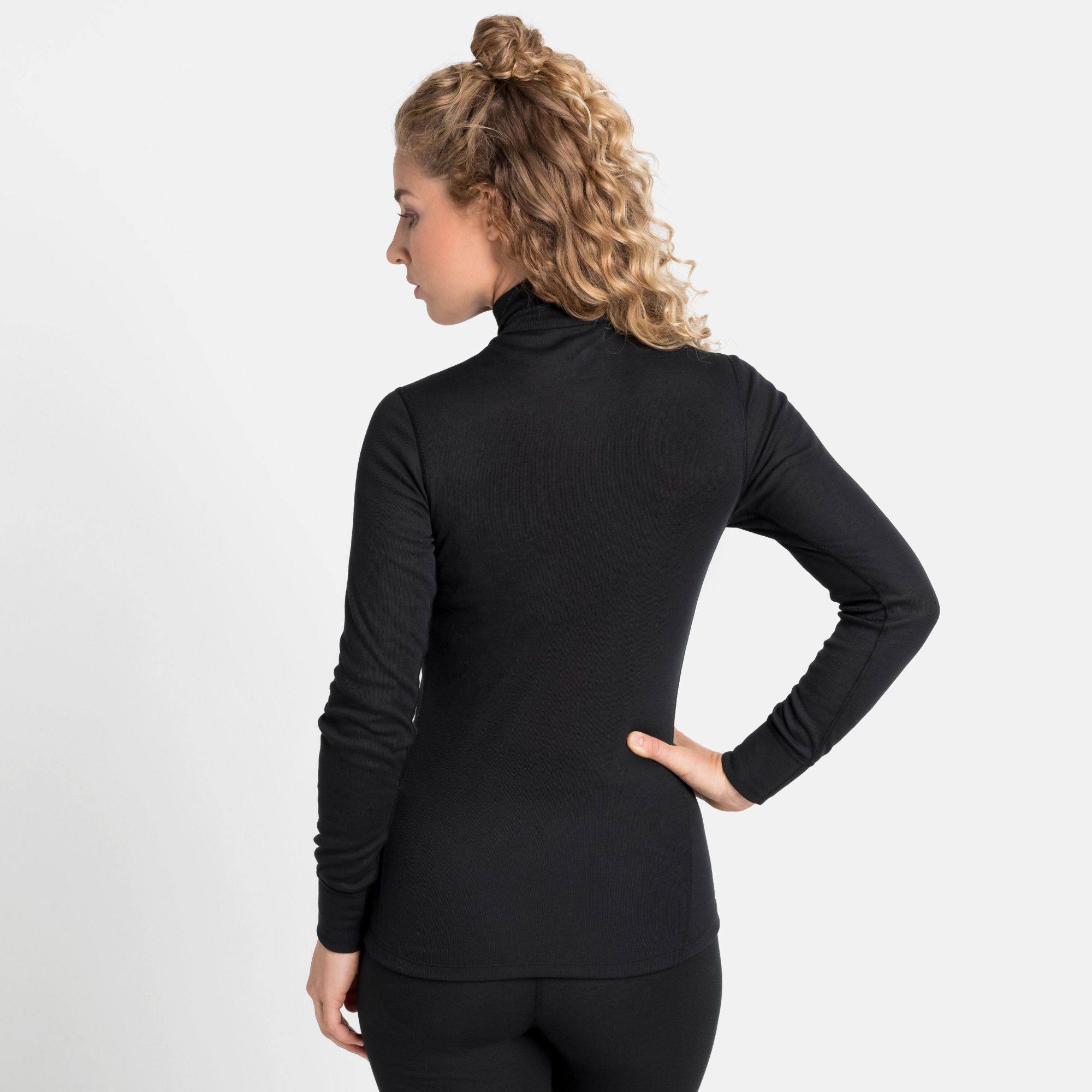 Odlo Women's ACTIVE WARM ECO Half-Zip Turtleneck Base Layer Top Black 03