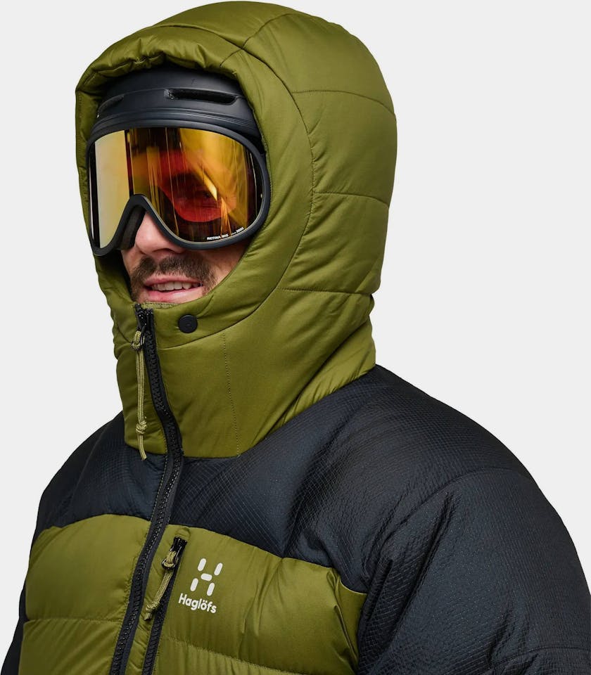 Haglöfs Men's Riksgräns Down 850 Hood - Miesten untuvatakki Olive Green/True Black 03