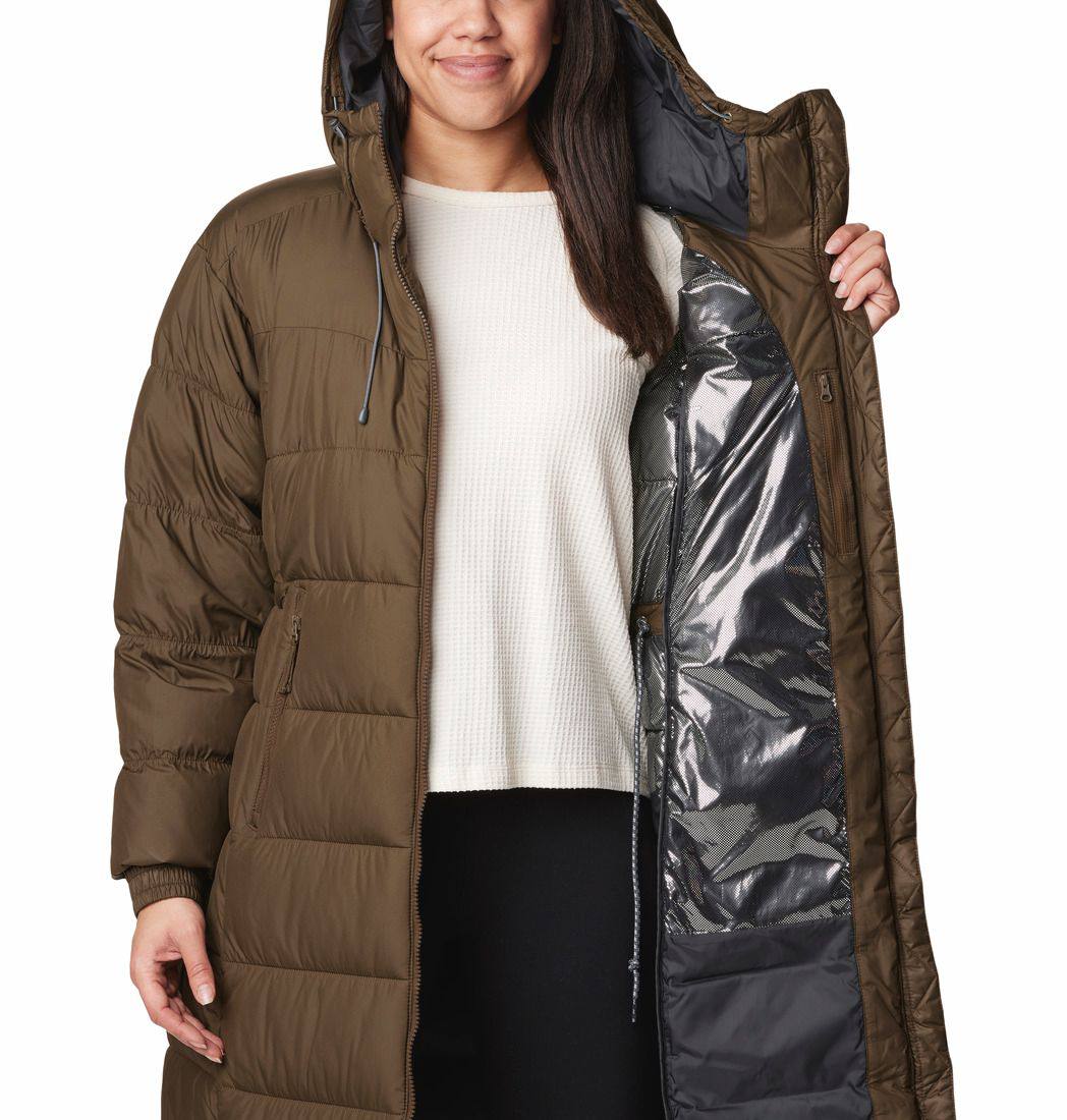 Columbia Women's Pike Lake Long Puffer Jacket Olive 02