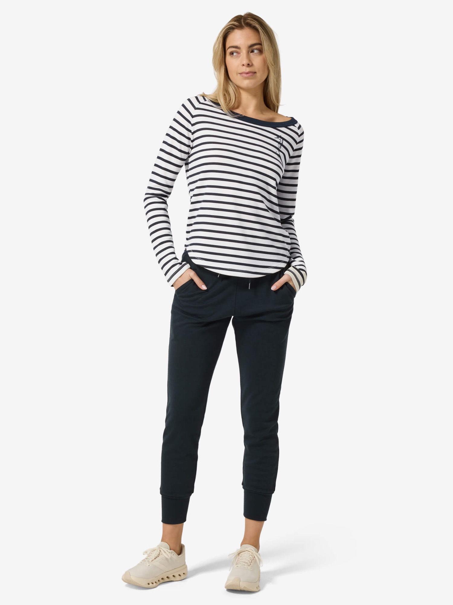 Supernatural Women's Sea Horse Stripe Bio Valkoinen/Navy 05