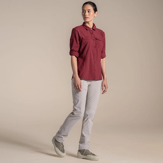 Craghoppers Women's Nosilife Adventure Long Sleeve III Shirt Riad Red 02