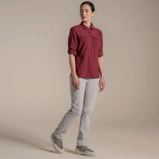 Craghoppers Women's Nosilife Adventure Long Sleeve III Shirt Riad Red 02