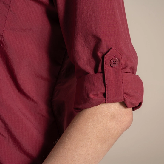 Craghoppers Women's Nosilife Adventure Long Sleeve III Shirt Riad Red 12