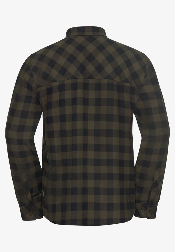 Jack Wolfskin Men's Lite Flannel Shirt Check Obsidian Moss 05