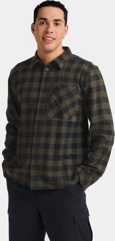 Jack Wolfskin Men's Lite Flannel Shirt Check Obsidian Moss 01
