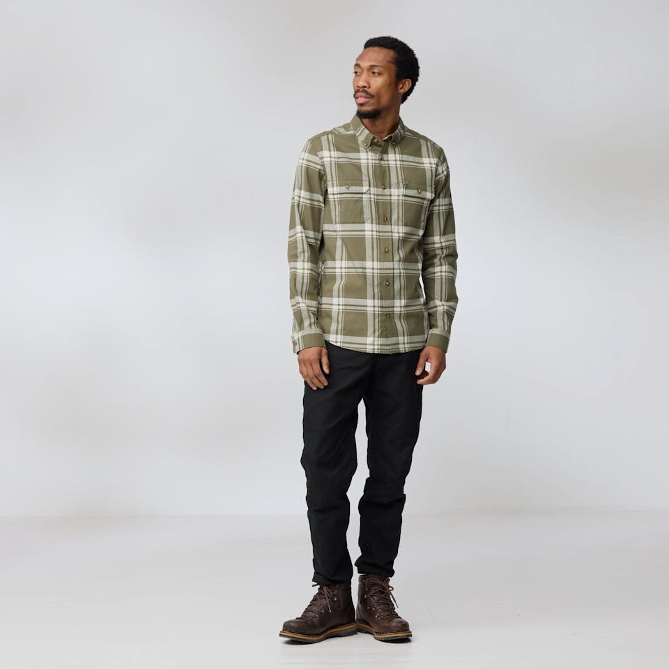 Fjällräven Men's Övik Lite Flannel Laurel Green / Chalk White 11