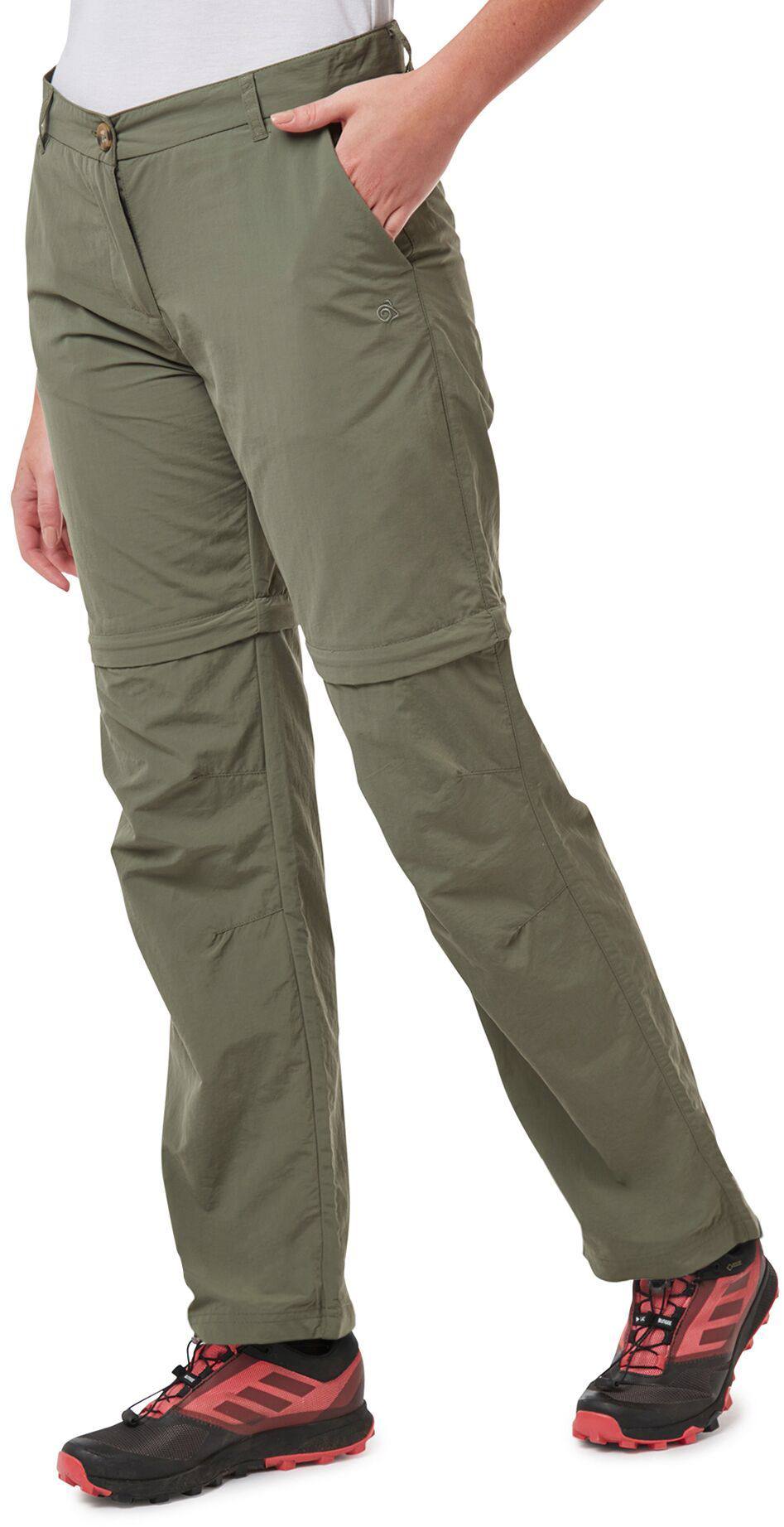 Craghoppers Outdoor Pro Womens Walking Trousers Beige Hiking Pants Long Length 