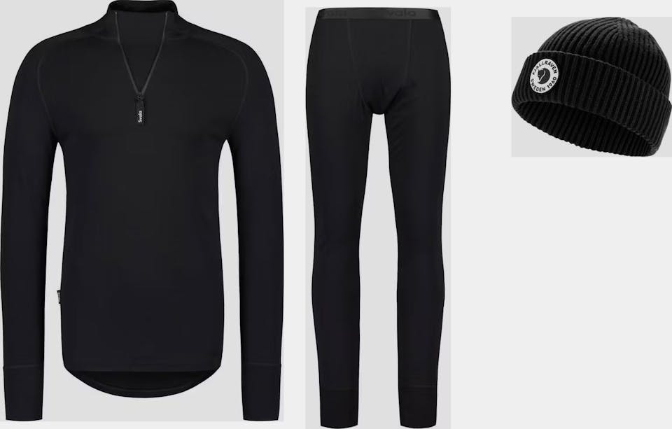 Svala Merino Cordura Zip Neck, Merino Cordura Pants ja 1960 Lite Logo Hat Musta 03