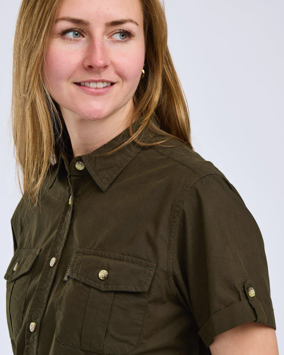 Pinewood Women's Safari Short Sleeve Shirt Moss Green 02