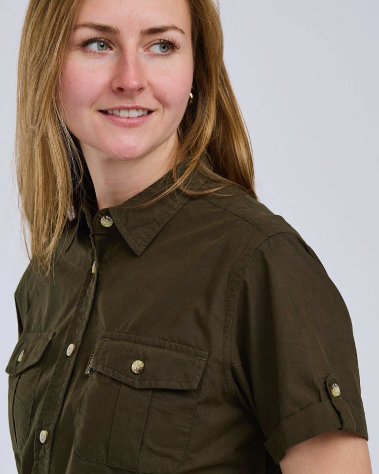 Pinewood Women's Safari Short Sleeve Shirt Moss Green 02