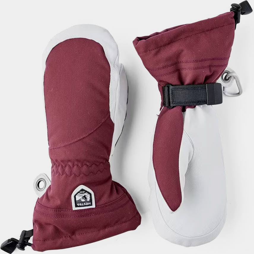 Hestra Army Leather Heli Ski Female Mitts Bordeaux/Offwhite 01