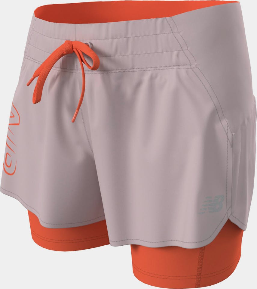 New Balance Women's Print Impact Run 2in1 Shorts Pink 01