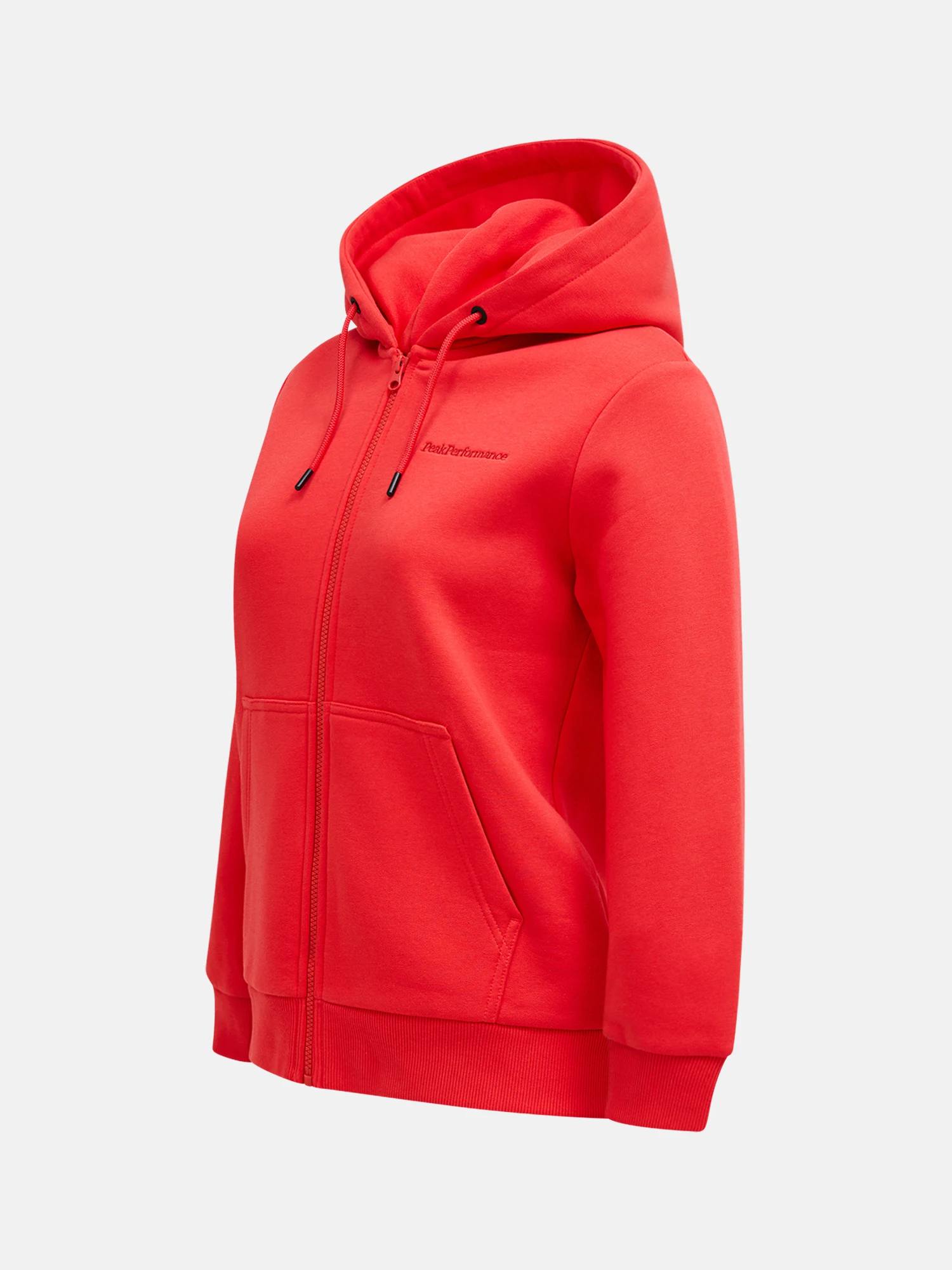 Peak Performance Women's Original Small Logo Zip Hood Brilliant red 02