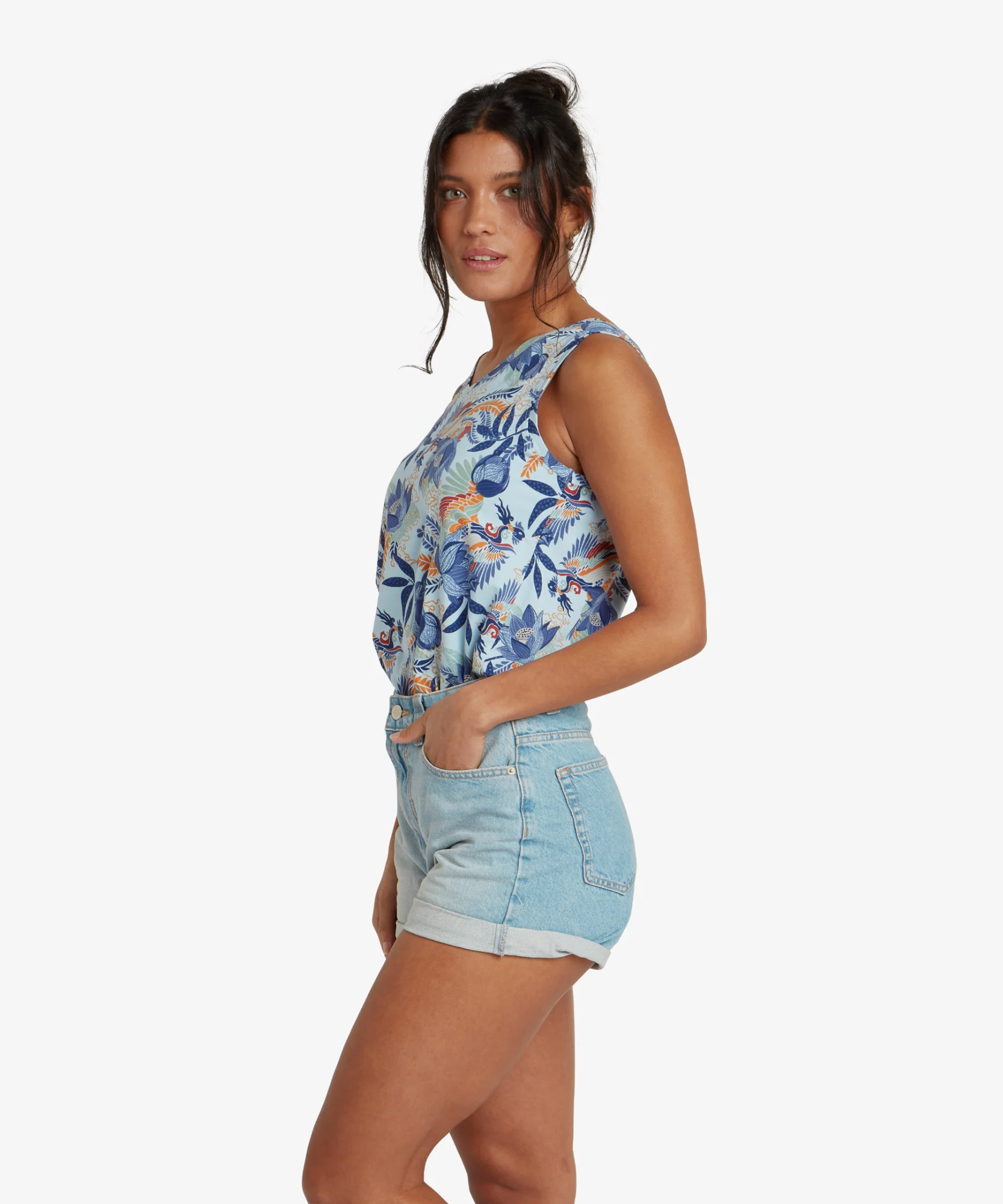 Sherpa Women's Neha V-neck Tank Seaport Blue Peacock 05