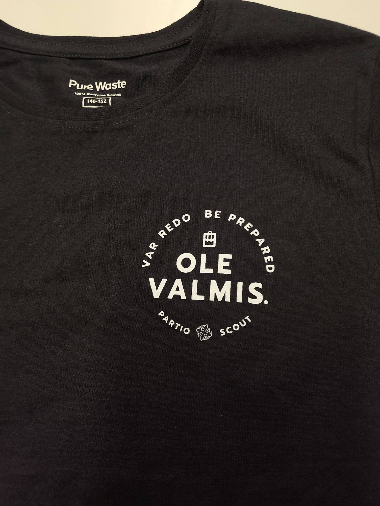 Partiotuote Lasten t-paita "OLE VALMIS" -painatuksella Navy 02