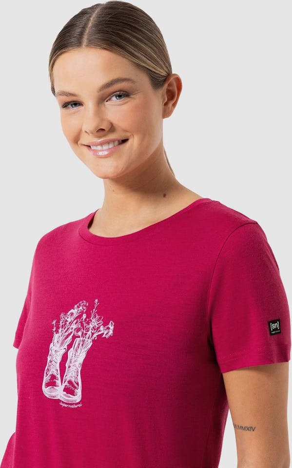 Supernatural Women's Flower Boots Tee Sangria 04