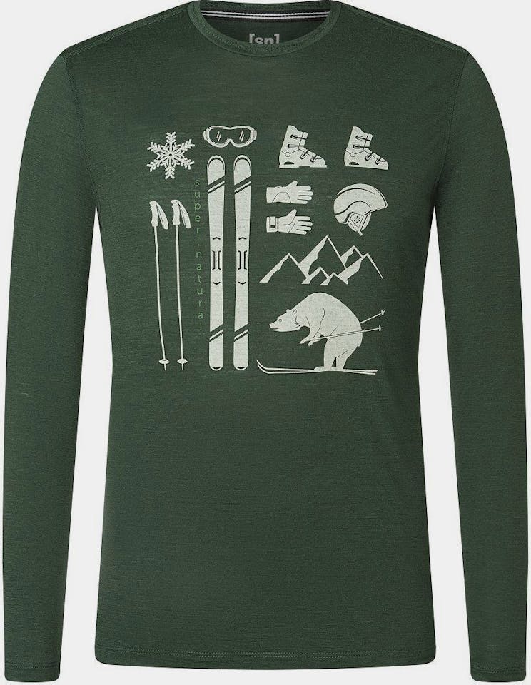Supernatural Men's Skiing Bear LS Musta 01
