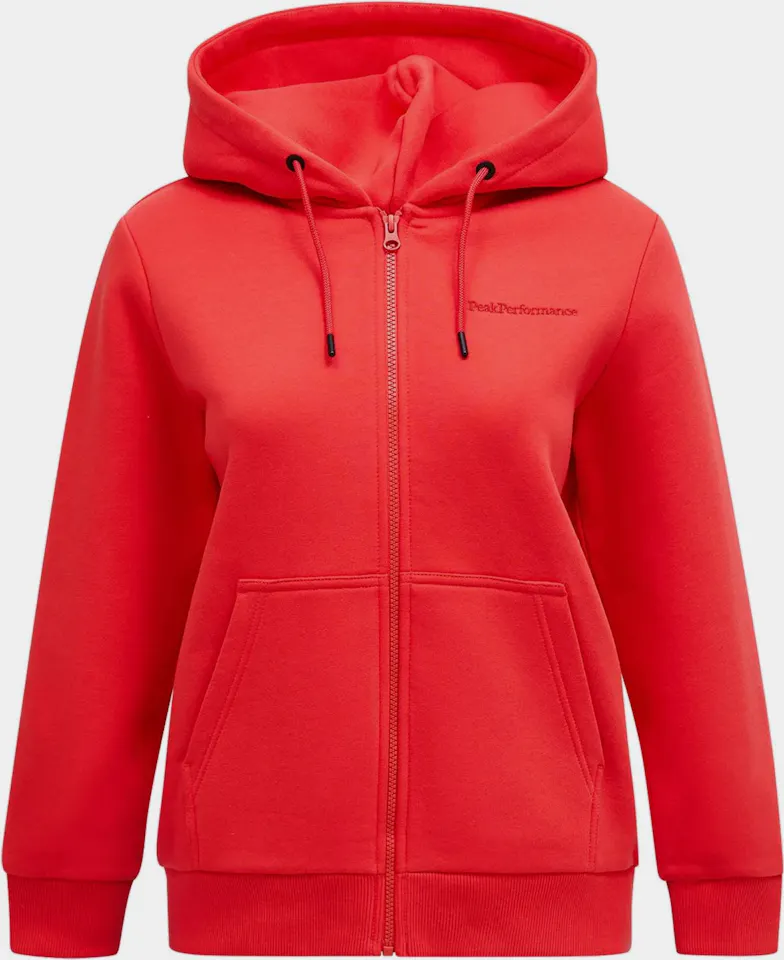 Peak Performance Women's Original Small Logo Zip Hood Brilliant red 01