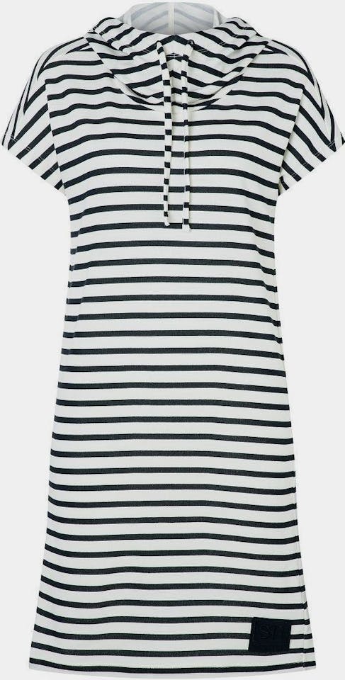Supernatural Women's Funnel Stripe Bio Dress White/Navy 03