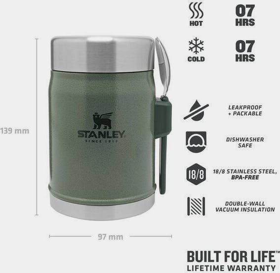 Stanley Classic 0,4 Ruokatermos + Spork Green 03