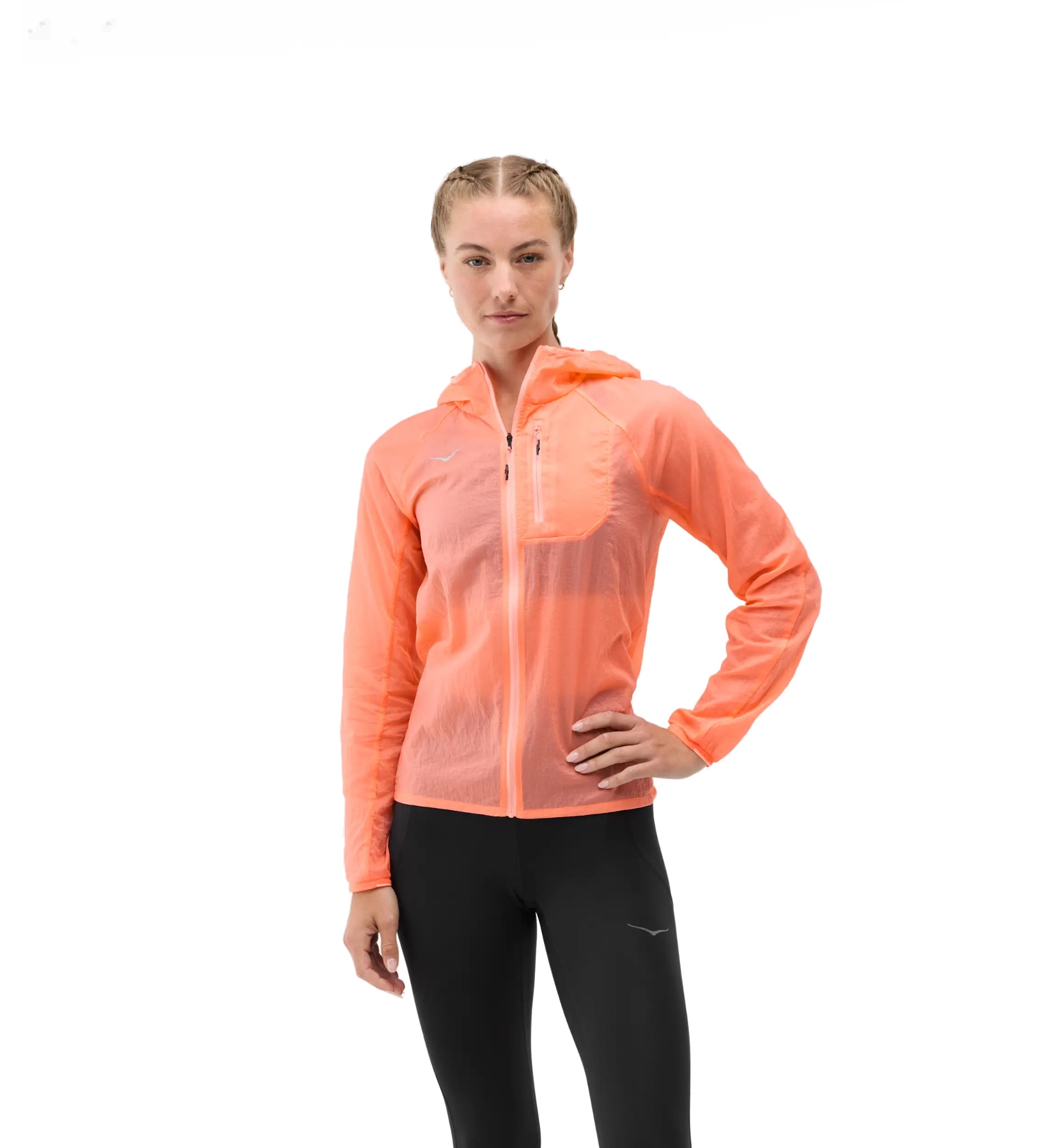 Hoka Women's Clifton 10 & Skyflow Jacket Musta/Rose 02