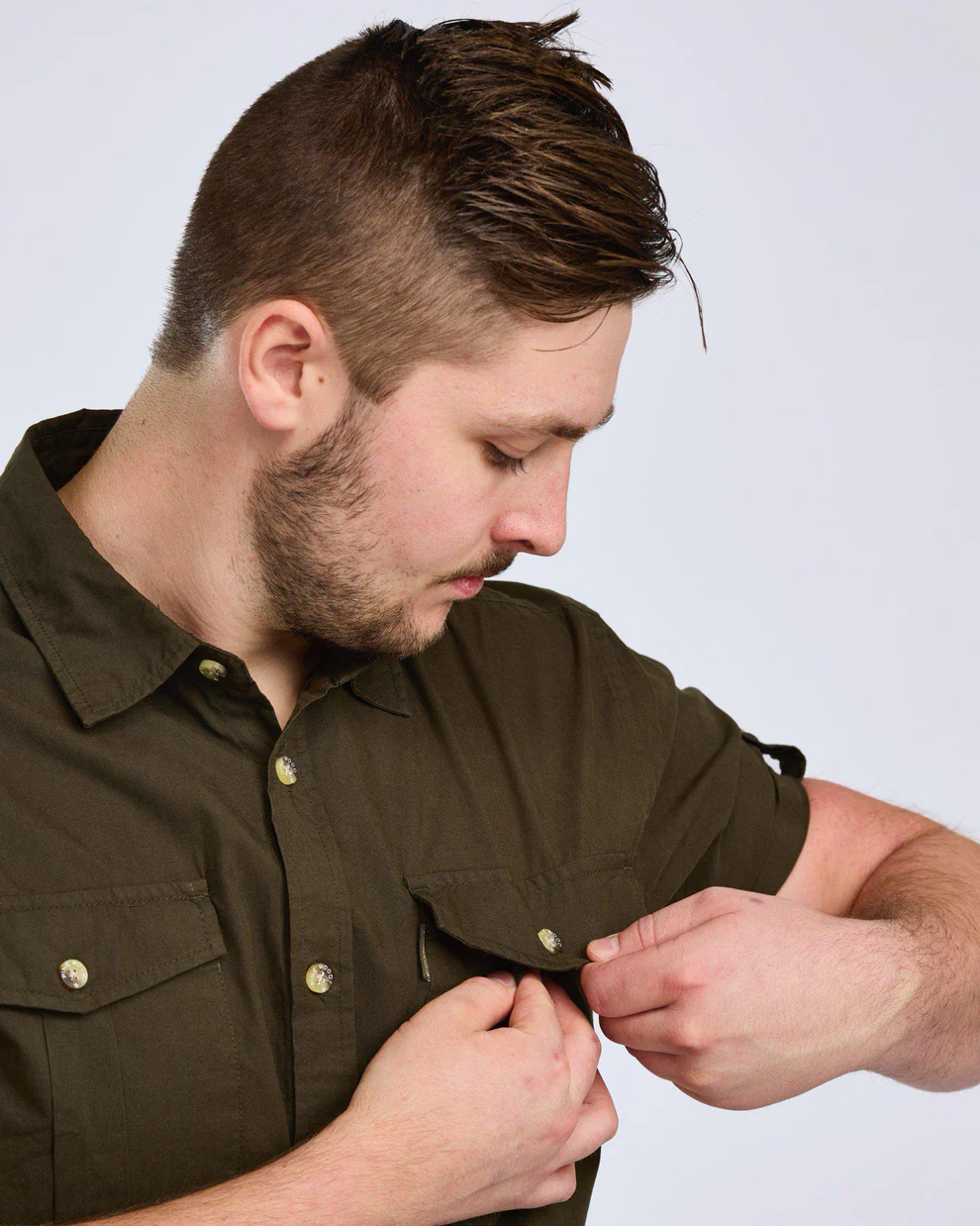 Pinewood Men's Safari Short Sleeve Shirt Dark Moss 03