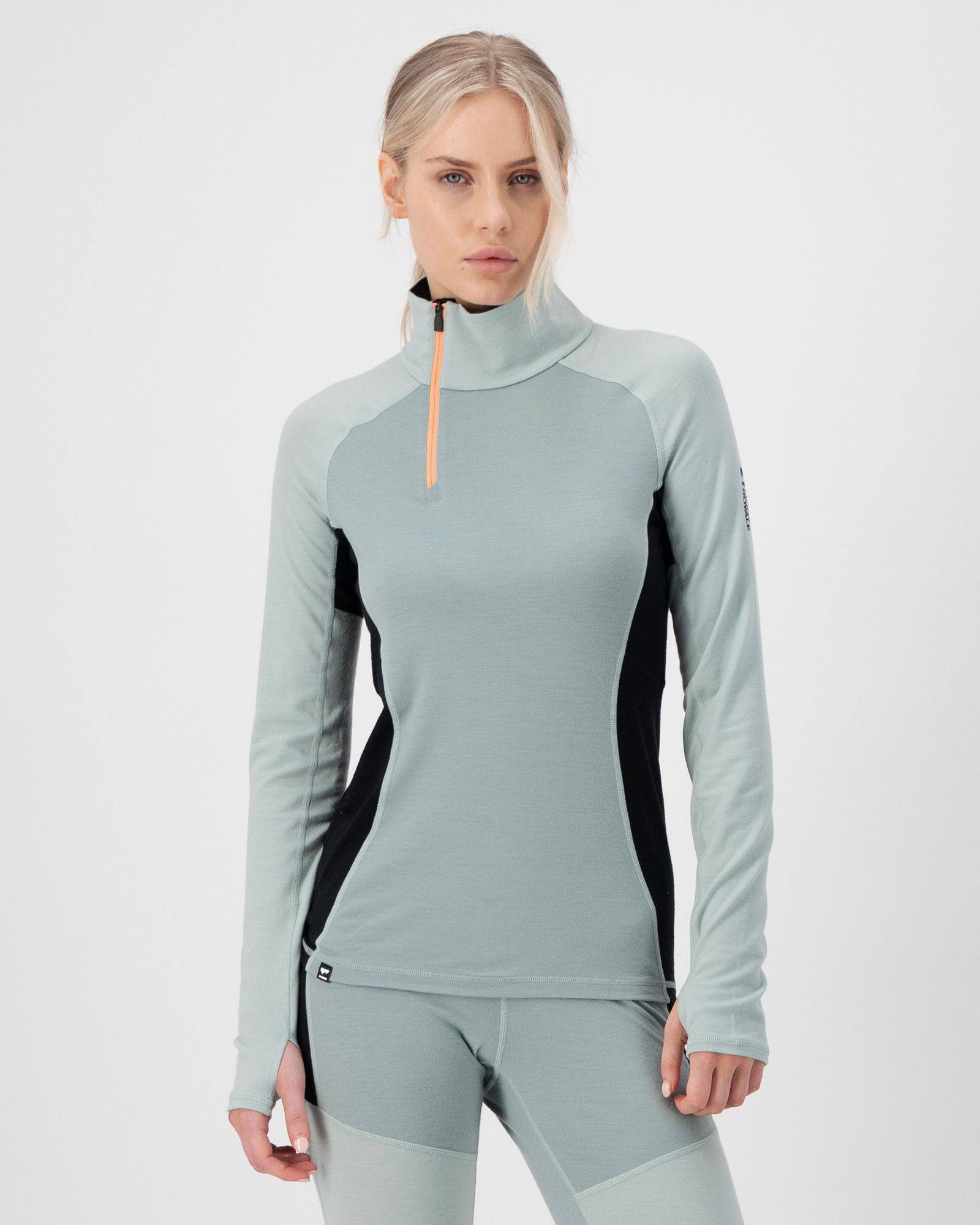 Mons Royale Olympus 3,0 Half Zip Women Glacier Green 03