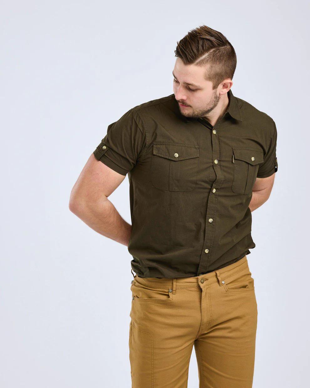 Pinewood Men's Safari Short Sleeve Shirt Dark Moss 02