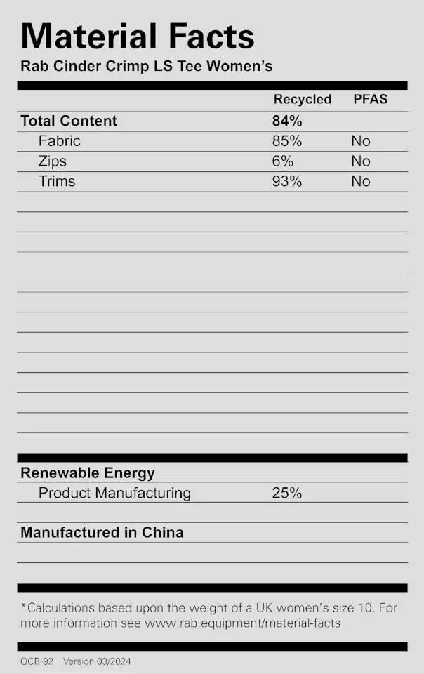 Rab Women's Cinder Crimp LS Sahara 02