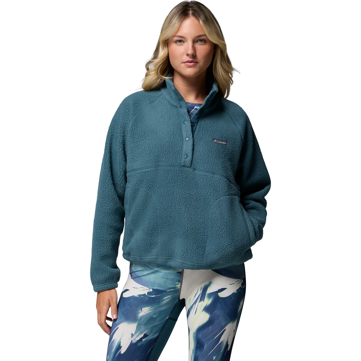 Columbia Women's Jasper Ridge Pebbled 1/2 Snap Fleece Everblue, Crushed Blue 04