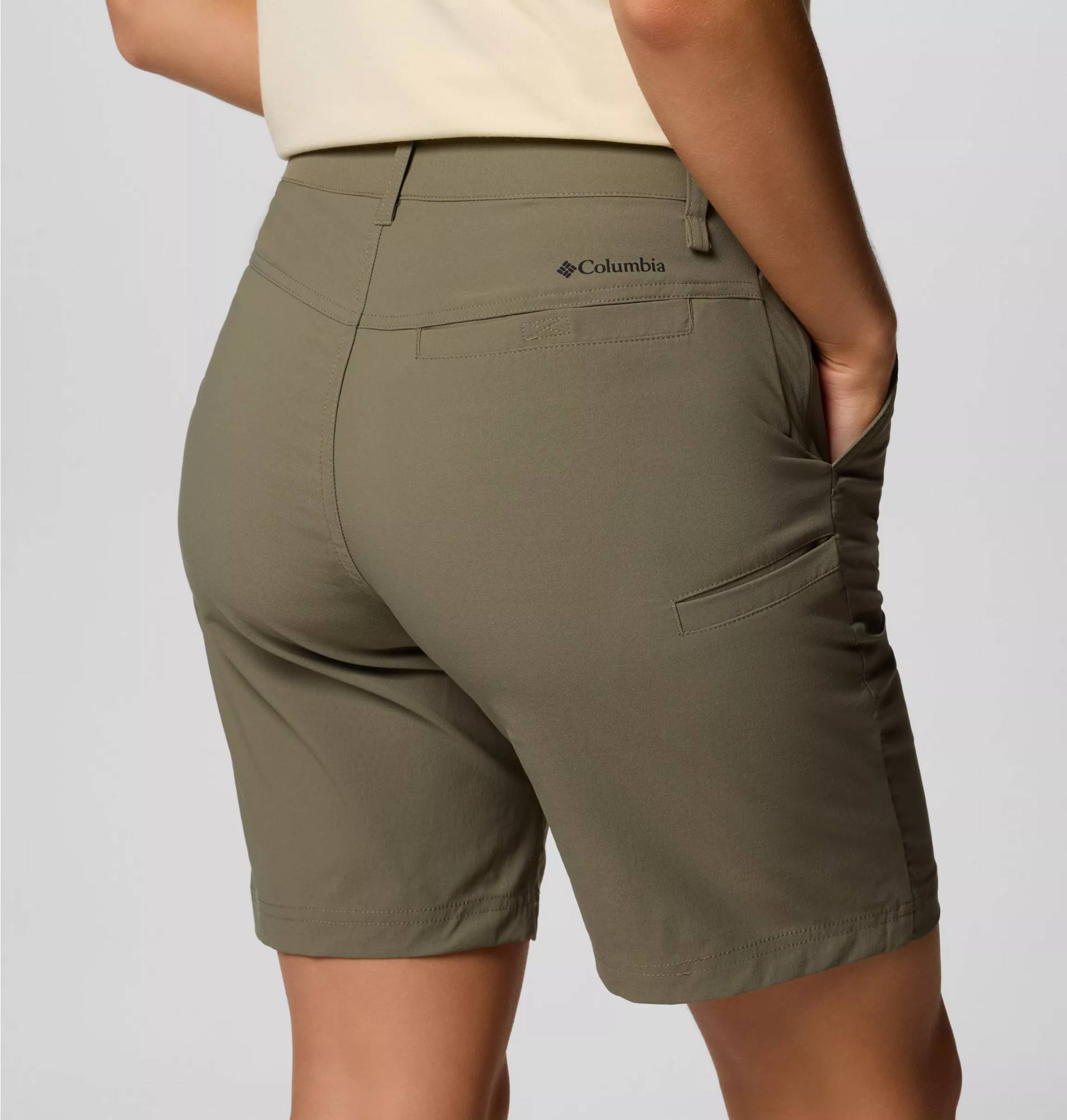 Columbia Women's Leslie Falls Long Hiking Shorts II Stone Green 03