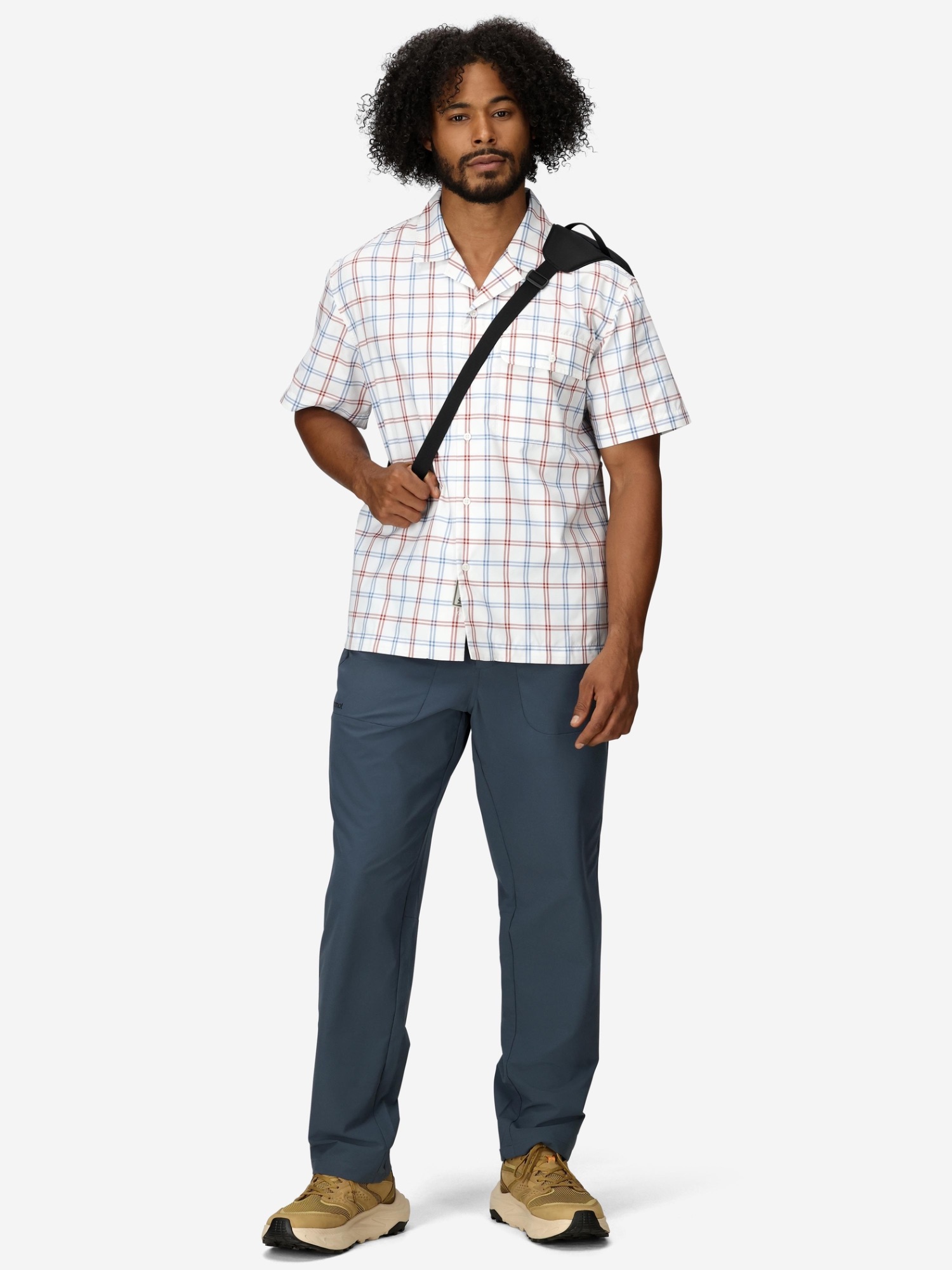 Marmot Men's AirExchange UPF 40 Camp Novelty Short-Sleeve Shirt Pearl Windowpane 04