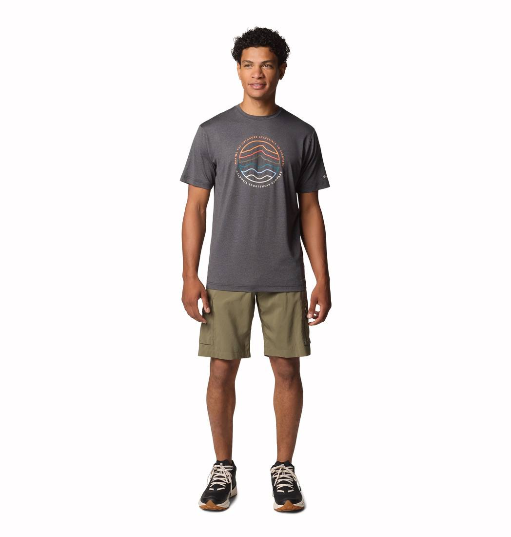 Columbia Men's Kwick Hike Graph Tee Black, Hex Natured Graphic 05