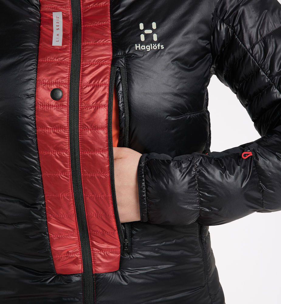 Haglöfs Women's L.I.M ZT Down Jacket - Naisten untuvatakki Musta / Punainen 05