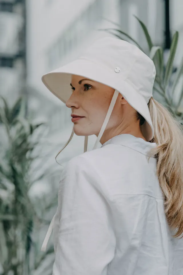 Salon Summer Hat Cotton Ponytail Off-White 01