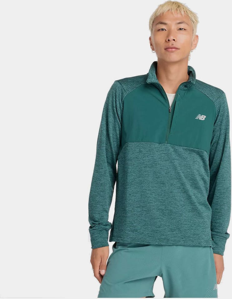 New Balance Men's Athletic Heat Grid Half Zip Spruce 02