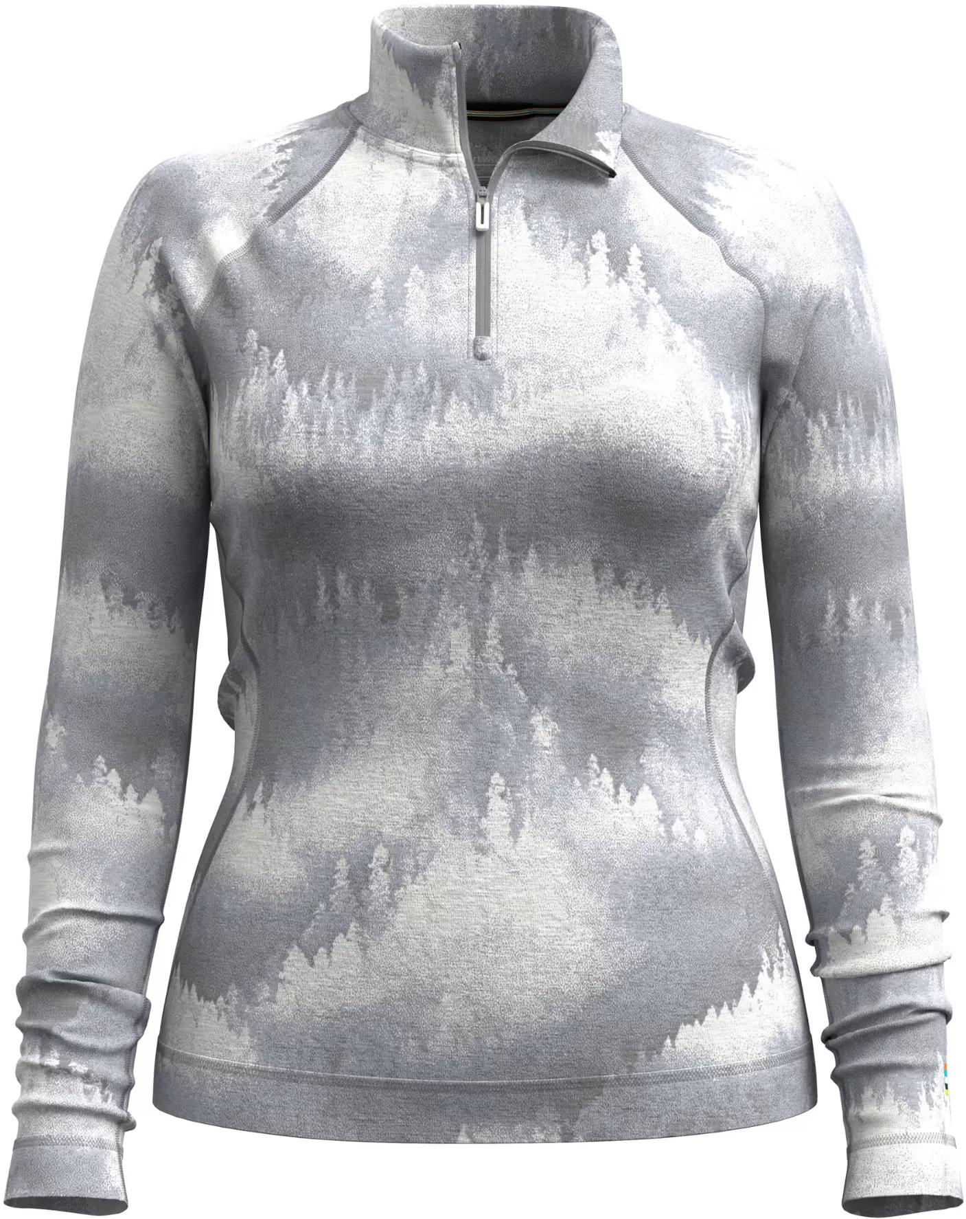 SmartWool Women's Classic Merino 1/4 Zip Long Sleeve Light Grey Foggy Pines 03