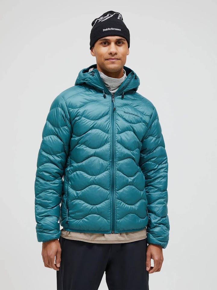 Peak Performance Men's Helium Down Hood Jacket Hydro Fresh - Infinity Teel 03