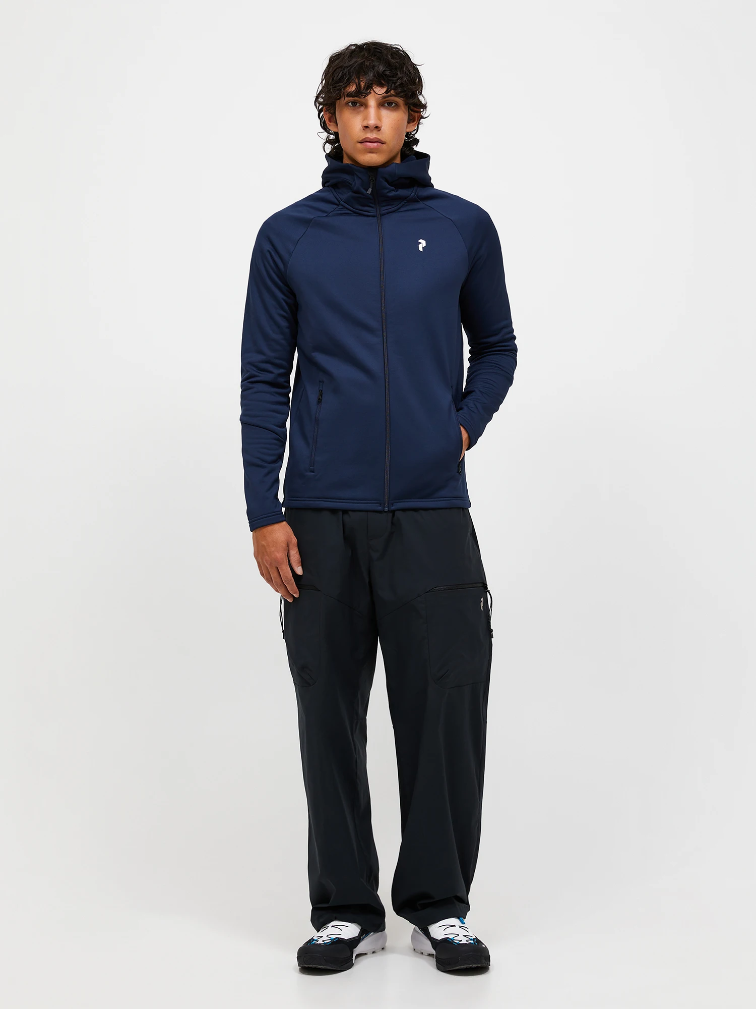 Peak Performance Men's Rider Essentials Midlayer Zip Hood Blue Shadow 08