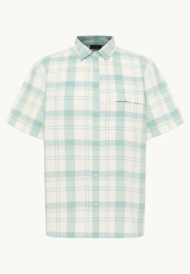 Jack Wolfskin Men's Great Plains Short Sleeve Shirt Check soft jade 06