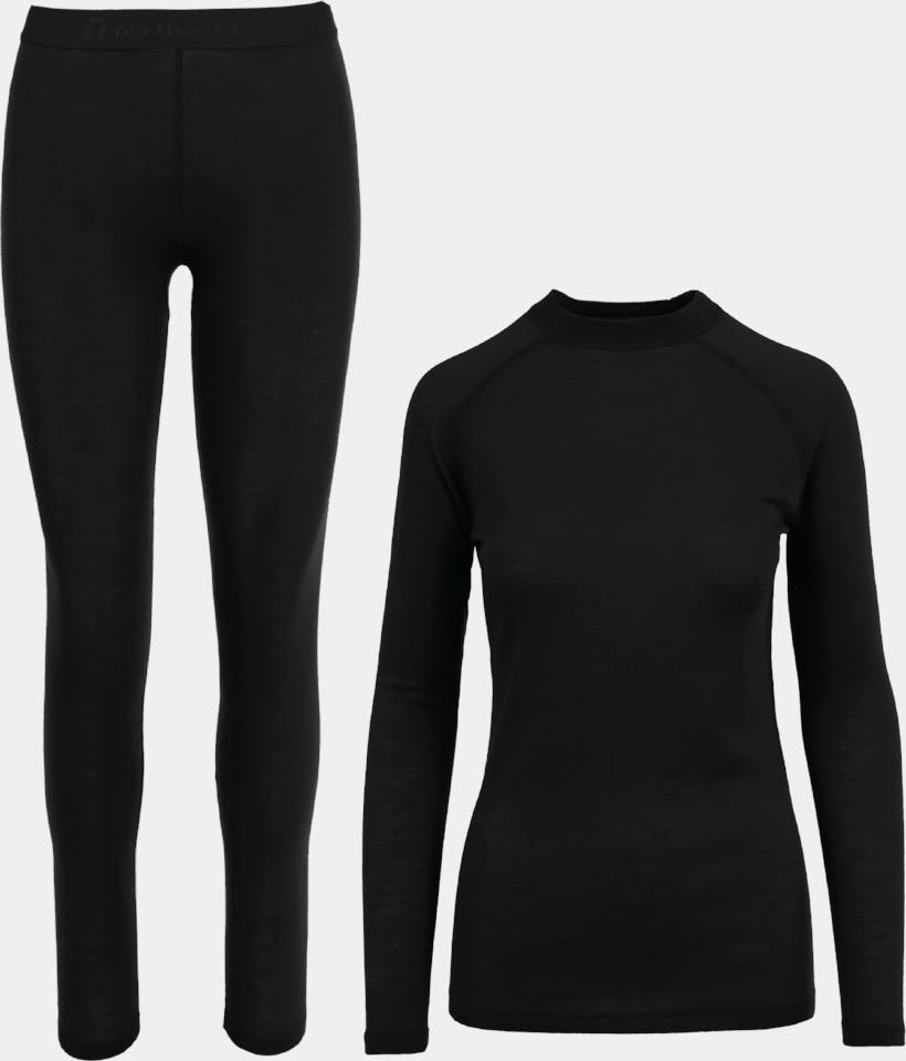 North Outdoor Women's Multi Action Merino 200 Set Black 01