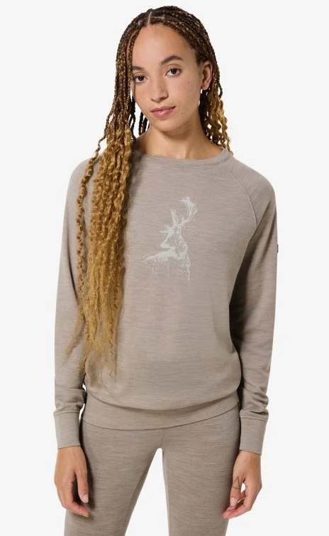 Supernatural Women's Charming Deer Blush Long Sleeve Khaki/Harma 02