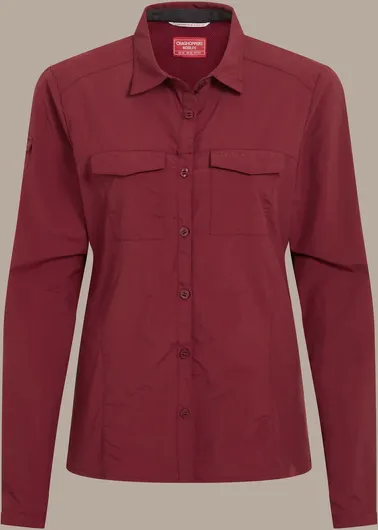 Craghoppers Women's Nosilife Adventure Long Sleeve III Shirt Riad Red 11