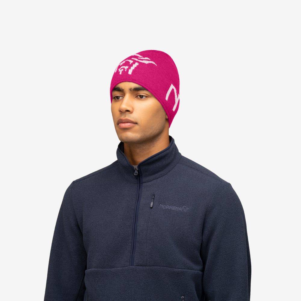 Norrøna Merino Logo Beanie Fuchsia 04