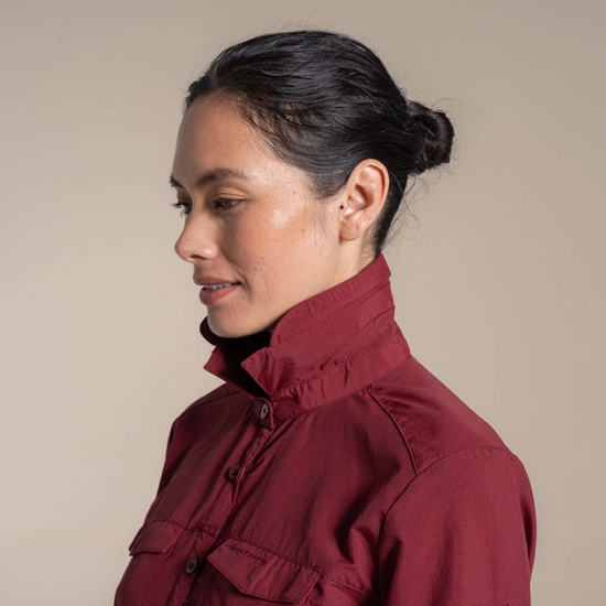 Craghoppers Women's Nosilife Adventure Long Sleeve III Shirt Riad Red 05