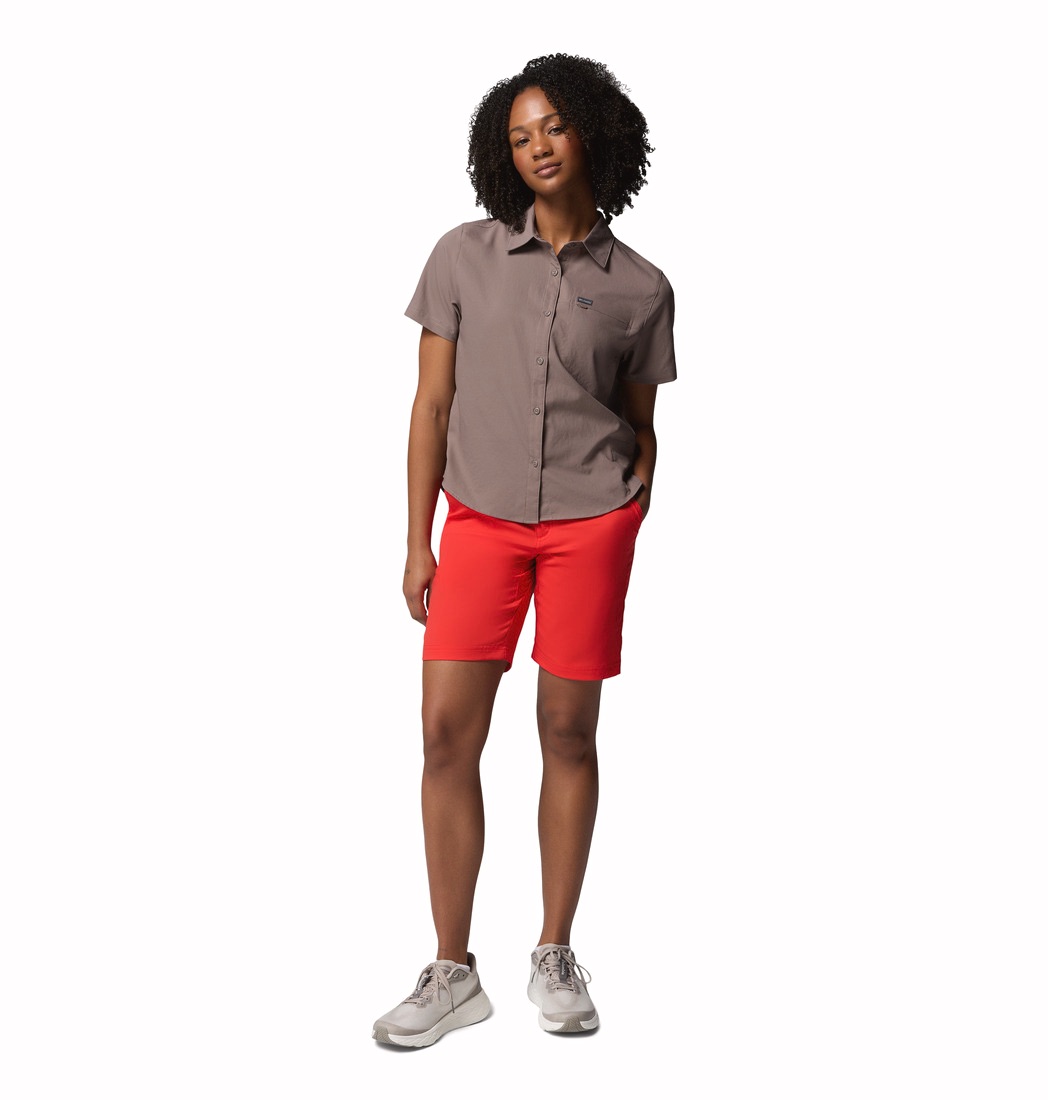 Columbia Women's Leslie Falls Long Hiking Shorts II Poppy 06