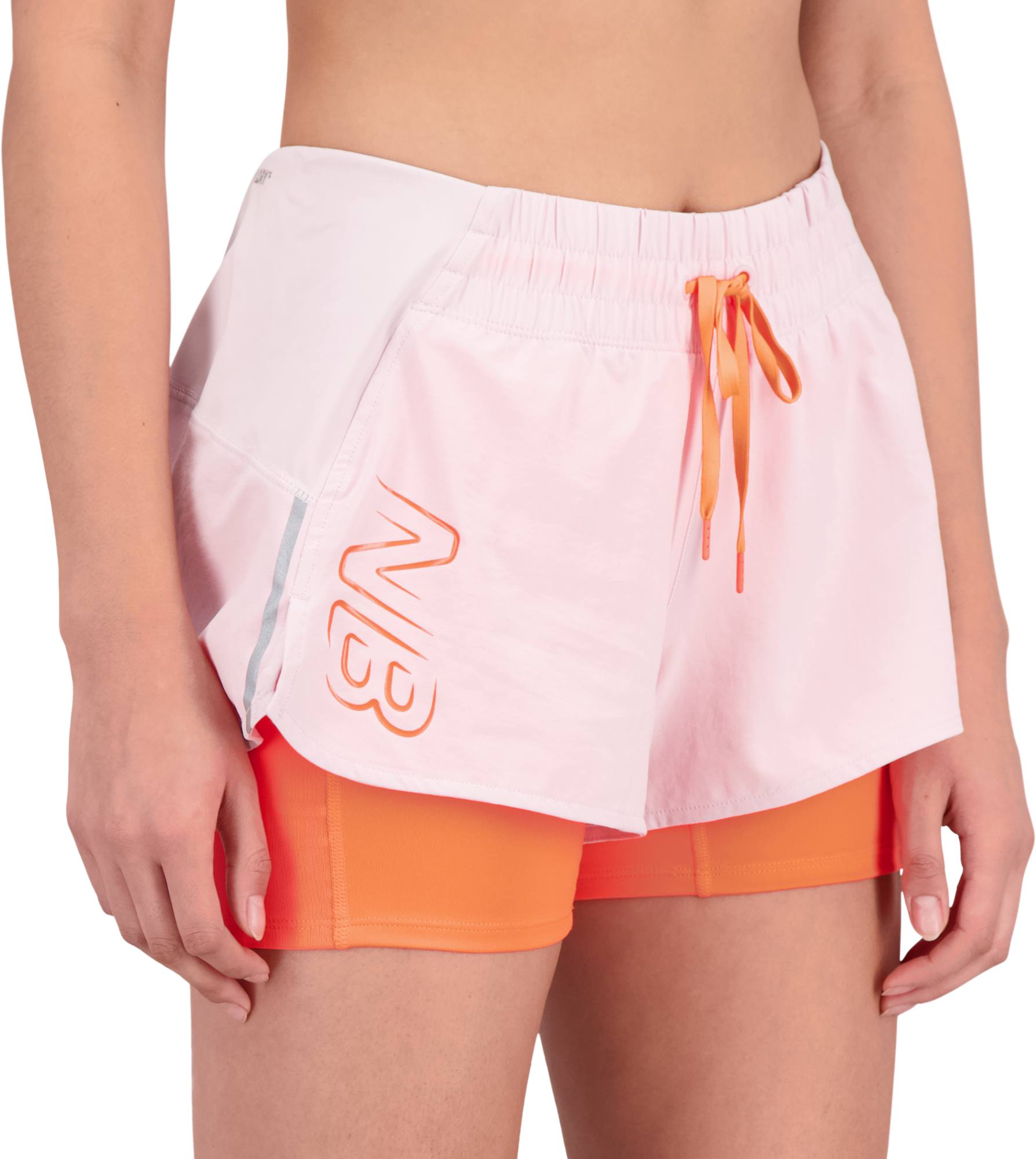New Balance Women's Print Impact Run 2in1 Shorts Pink 03