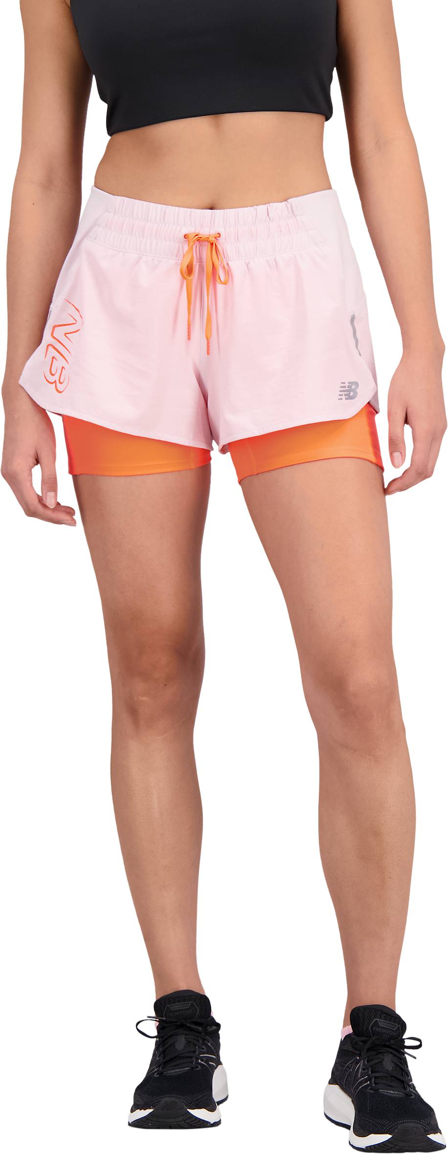 New Balance Women's Print Impact Run 2in1 Shorts Pink 07