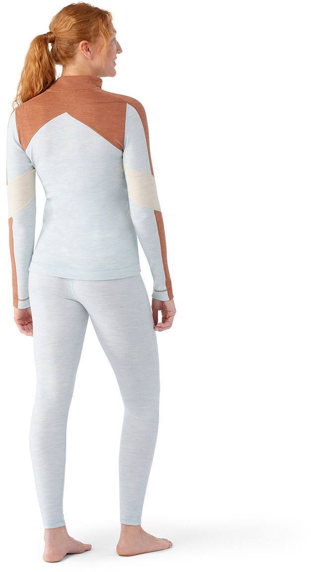 SmartWool Women's Classic Thermal Merino Base Layer Colorblock 1/4 Zip Sky Blue 03